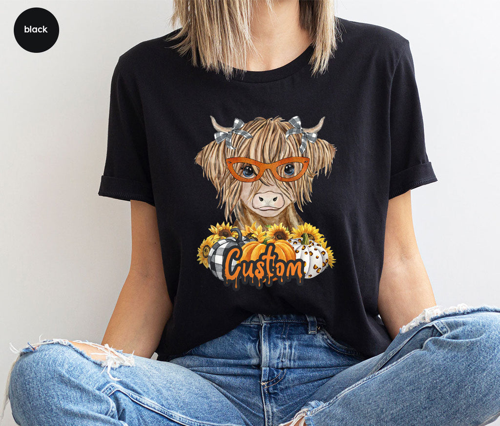 Custom Cow Shirt, Fall Graphic Tees, Personalized Farmer product image 111