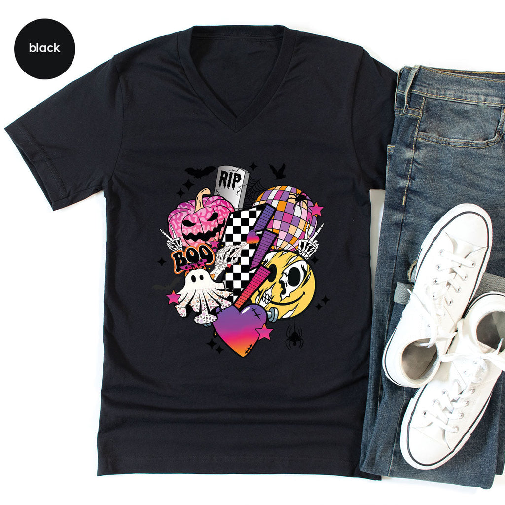 Retro Halloween Shirt, Spooky Pumpkin Cool Checkered Outfit product image 114