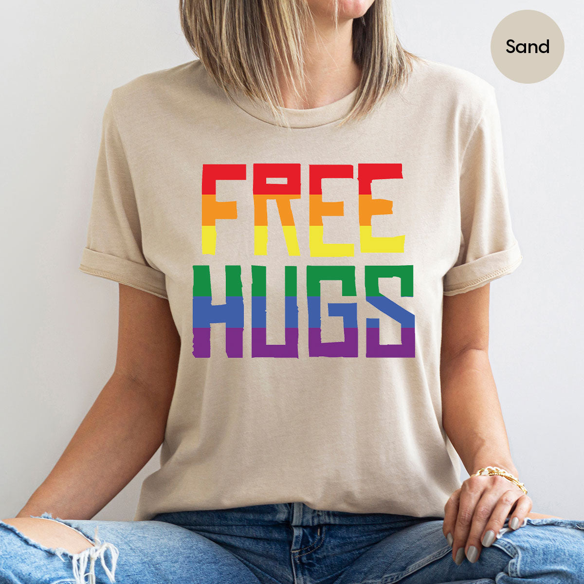 Cute LGBT Shirt, Free Hugs T-Shirt, Lovely Pride for product image 81