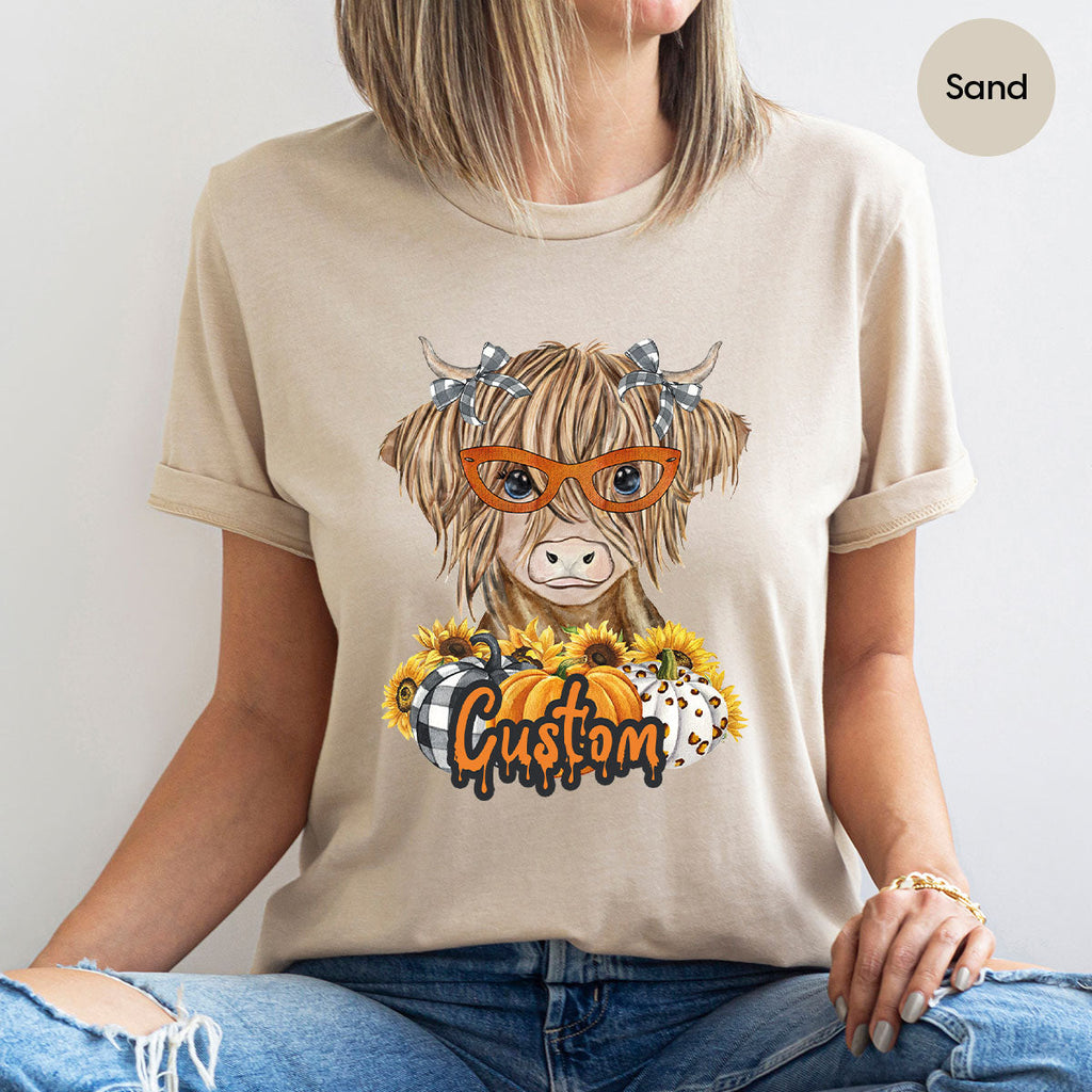Custom Cow Shirt, Fall Graphic Tees, Personalized Farmer product image 130