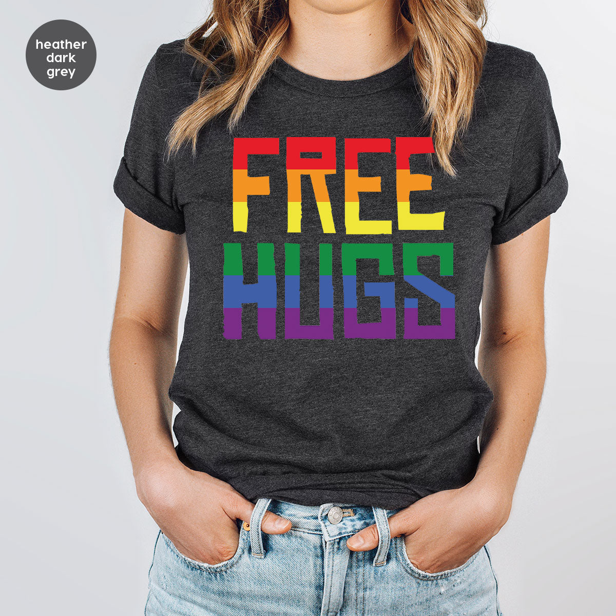 Cute LGBT Shirt, Free Hugs T-Shirt, Lovely Pride for product image 65
