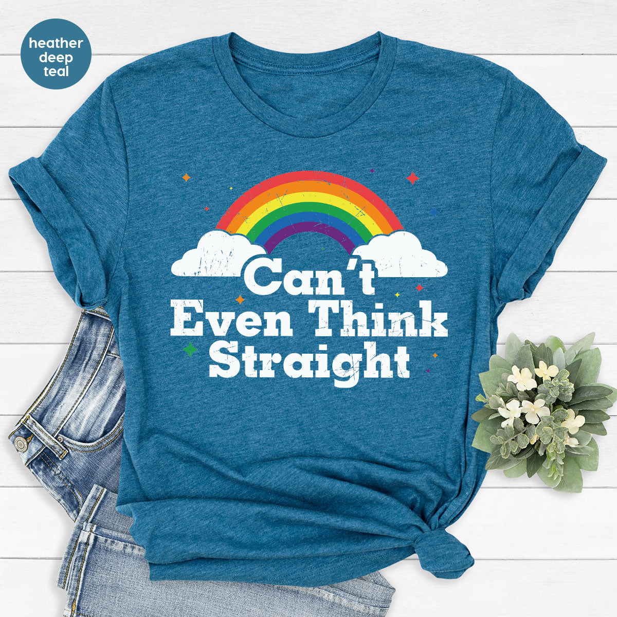 Can I Even Think Straight Shirt, Rainbow T-Shirt, LGBT product image 69
