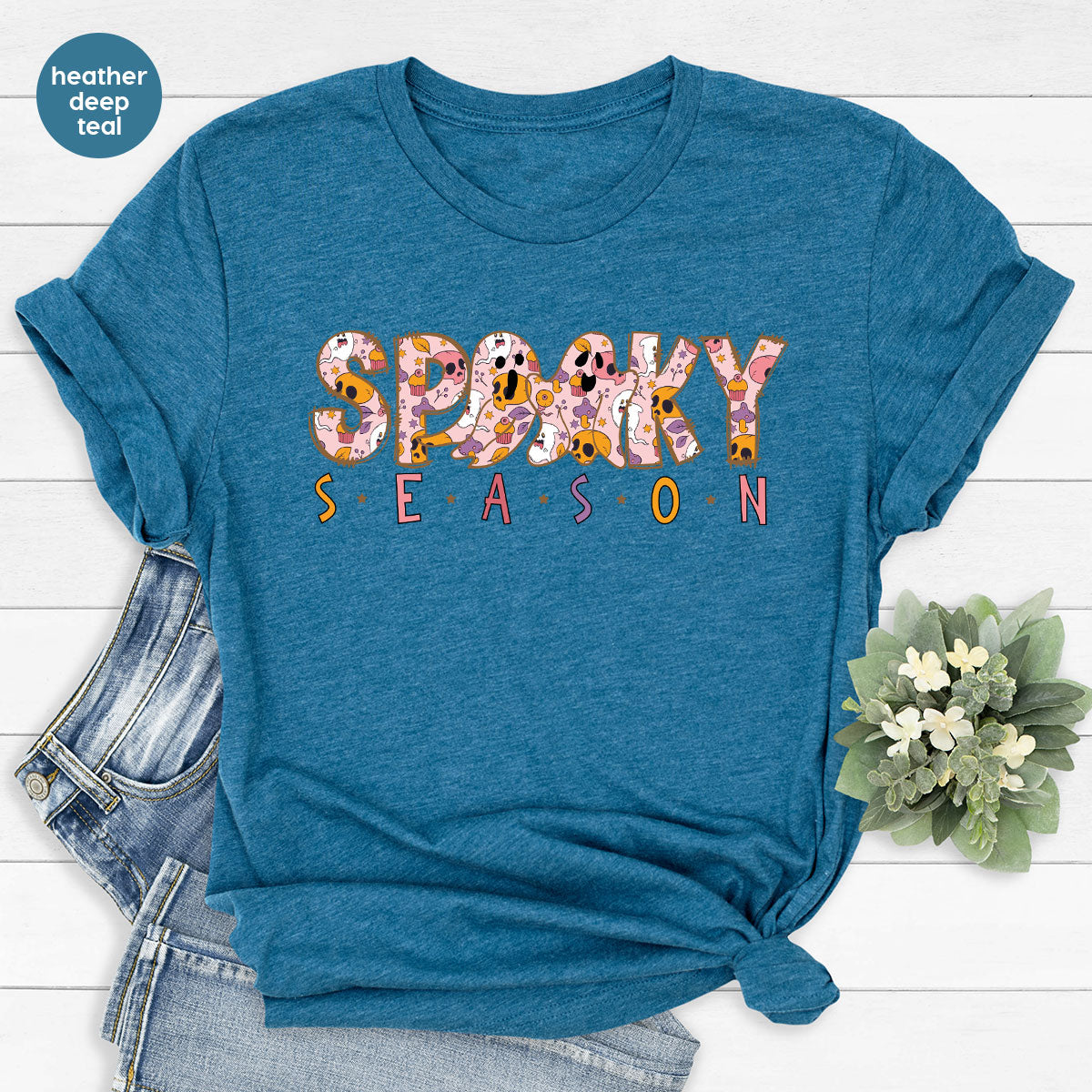 Ghost Graphic Tees, Cute Kid Halloween Shirt, Spooky product image 129