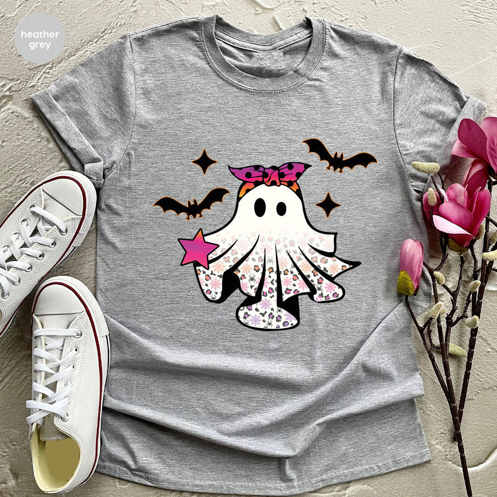 Spooky Season Outfit, Ghost Graphic Tee, Girls Boo Vneck product image 117