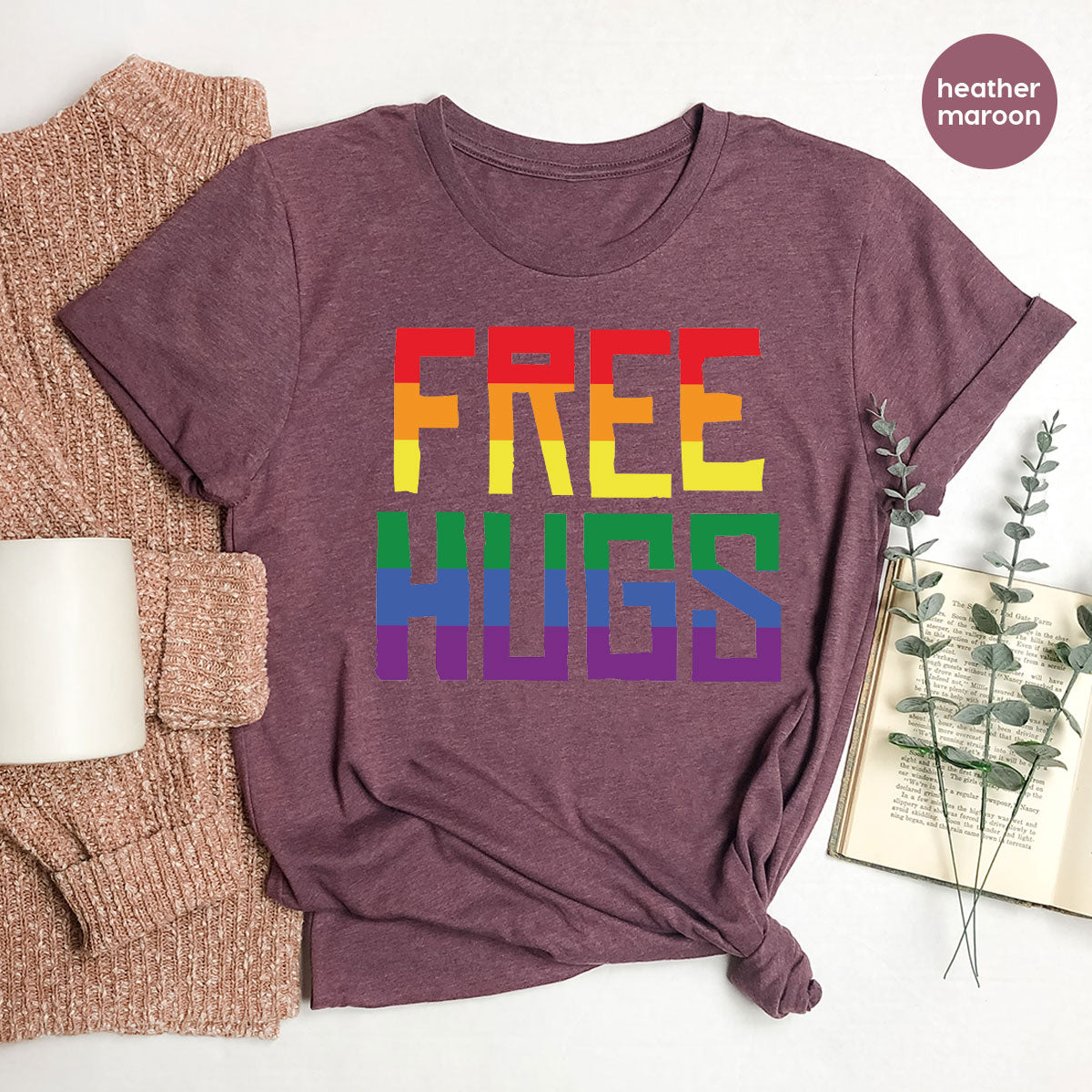 Cute LGBT Shirt, Free Hugs T-Shirt, Lovely Pride for product image 70