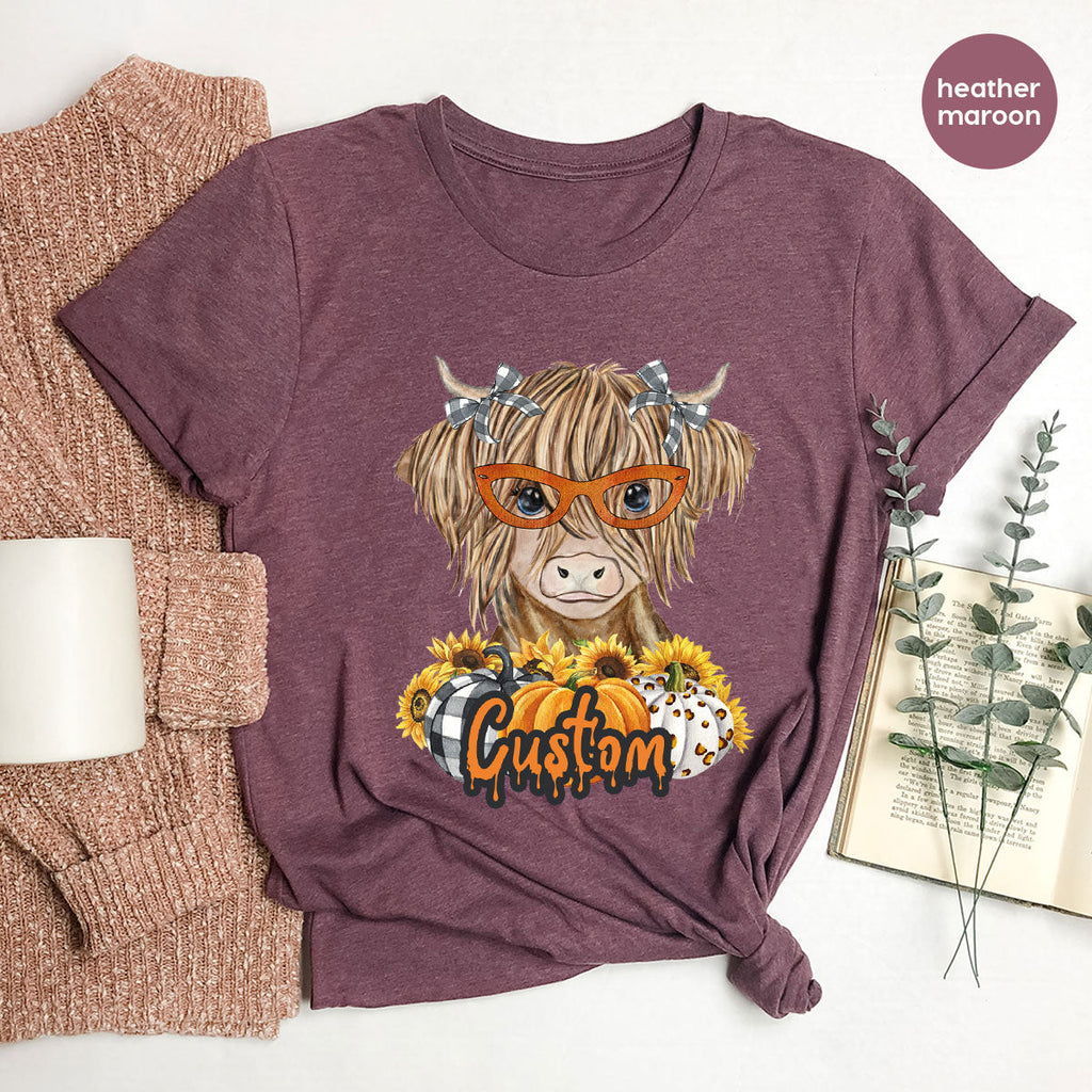 Custom Cow Shirt, Fall Graphic Tees, Personalized Farmer product image 119