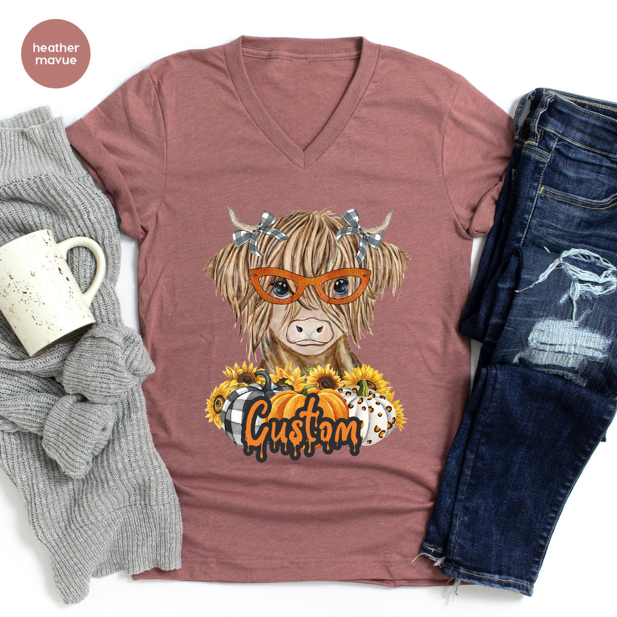 Custom Cow Shirt, Fall Graphic Tees, Personalized Farmer product image 123