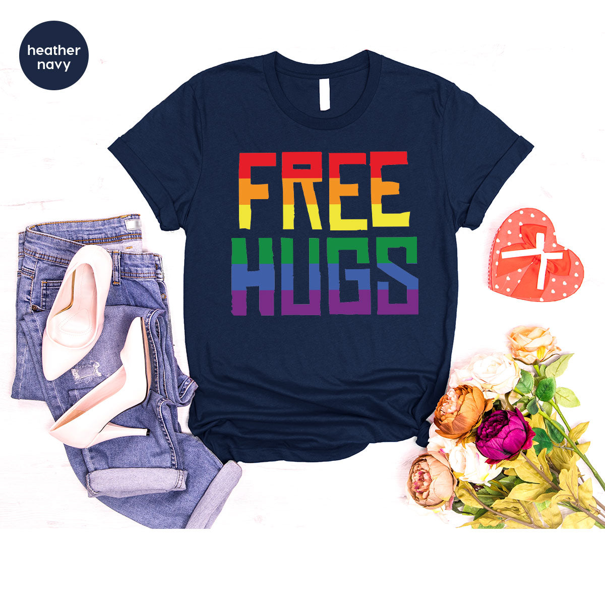 Cute LGBT Shirt, Free Hugs T-Shirt, Lovely Pride for product image 76