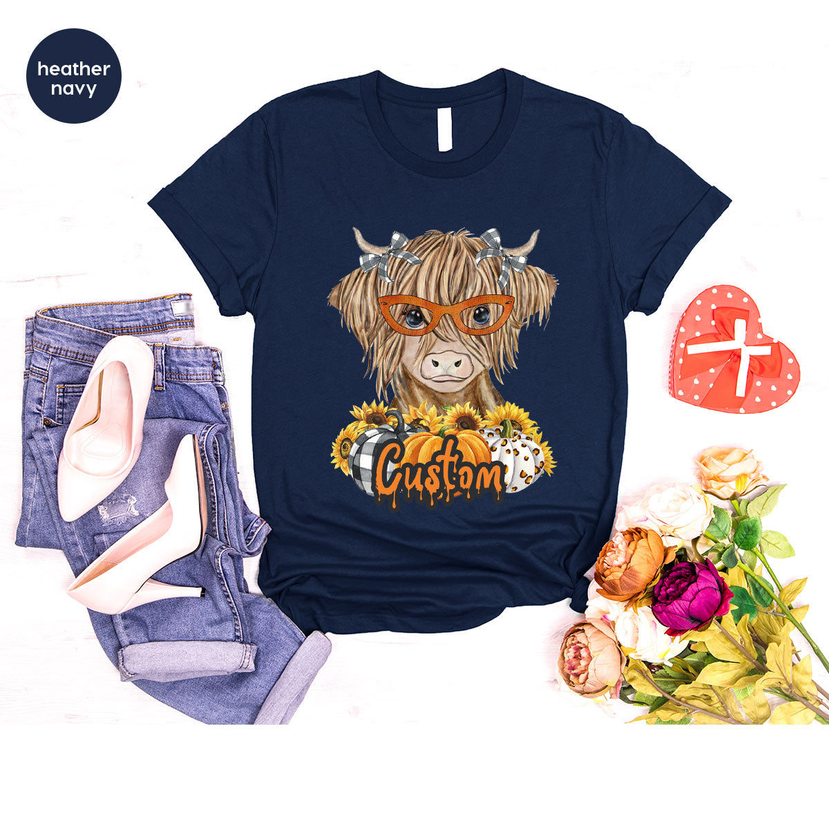 Custom Cow Shirt, Fall Graphic Tees, Personalized Farmer product image 125