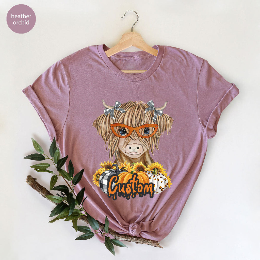Custom Cow Shirt, Fall Graphic Tees, Personalized Farmer product image 126