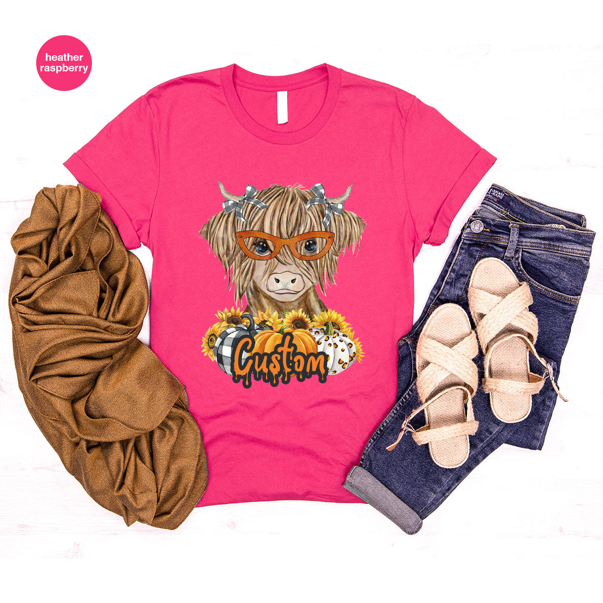 Custom Cow Shirt, Fall Graphic Tees, Personalized Farmer product image 128
