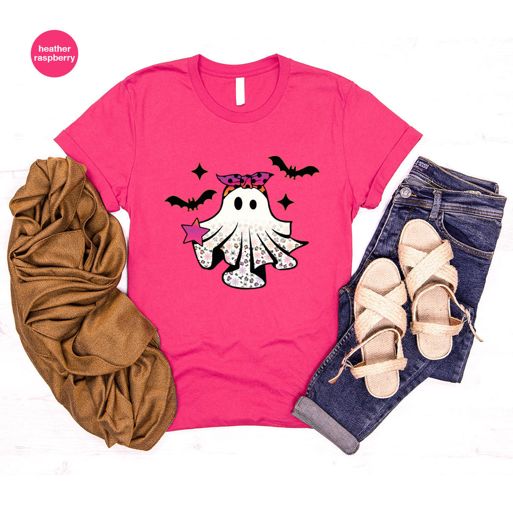 Spooky Season Outfit, Ghost Graphic Tee, Girls Boo Vneck product image 128
