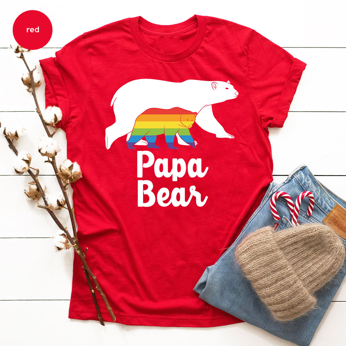 Papa Bear Shirt, T-Shirt, LGBT Rainbow Tee product image 78