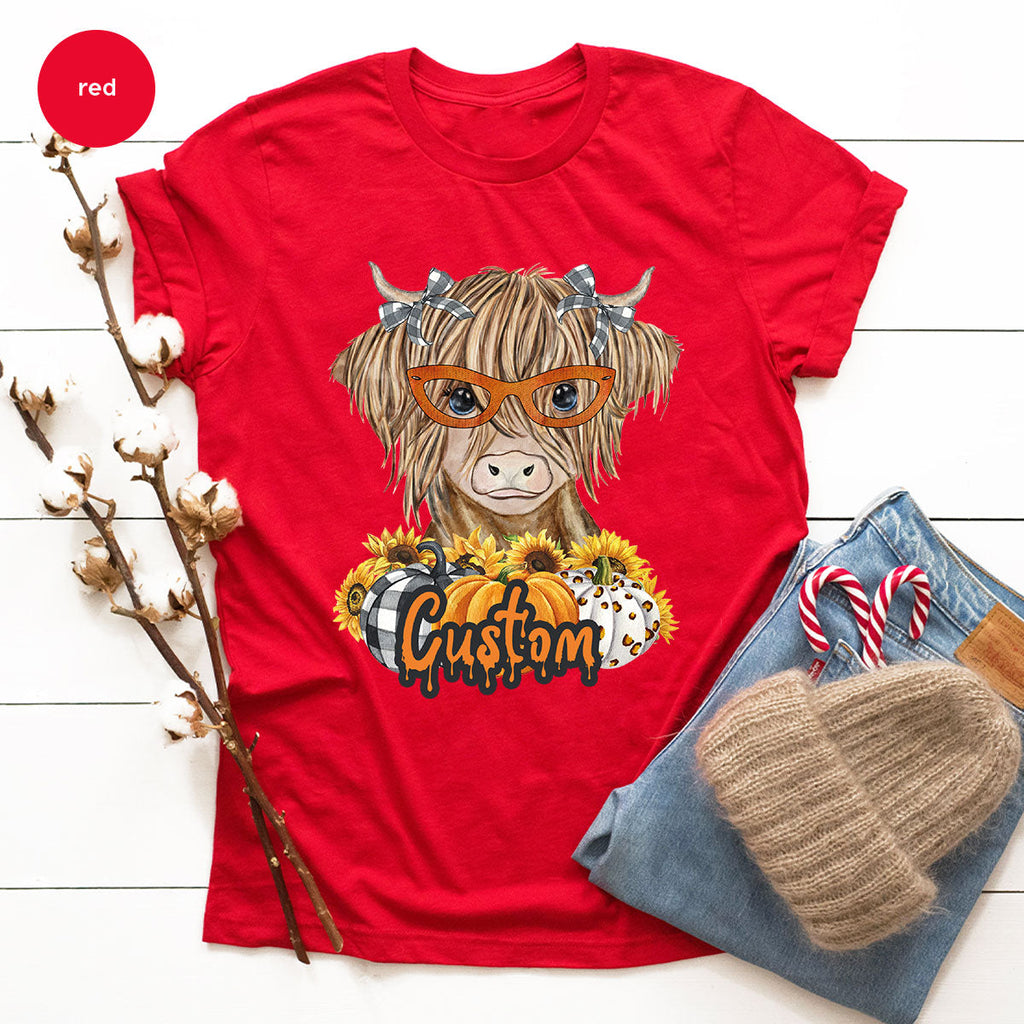 Custom Cow Shirt, Fall Graphic Tees, Personalized Farmer product image 129