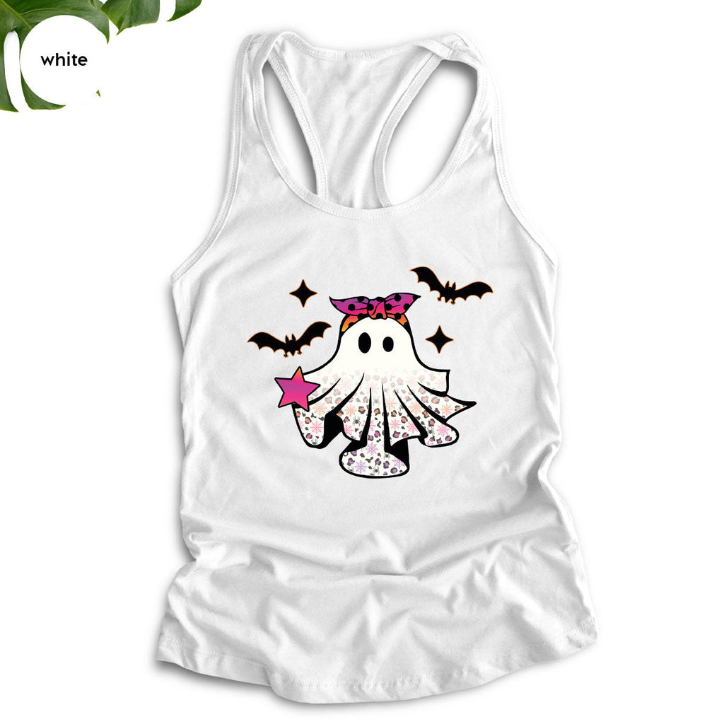 Spooky Season Outfit, Ghost Graphic Tee, Girls Boo Vneck product image 139