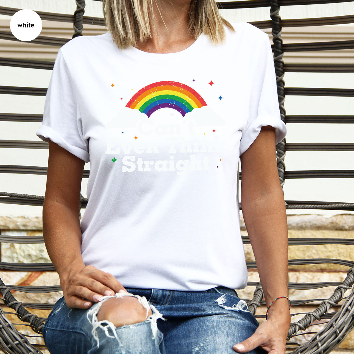 Can I Even Think Straight Shirt, Rainbow T-Shirt, LGBT product image 89