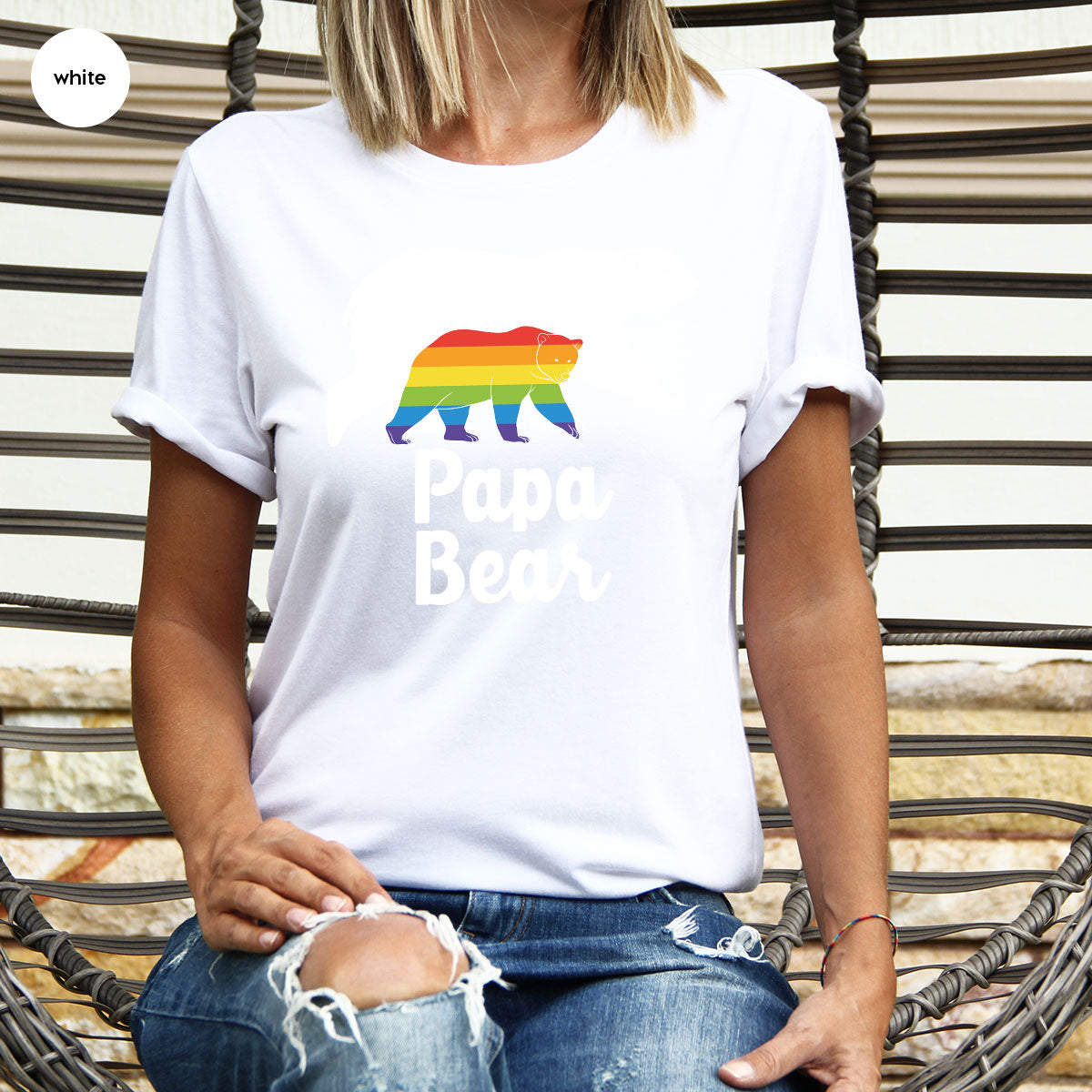 Papa Bear Shirt, T-Shirt, LGBT Rainbow Tee product image 85