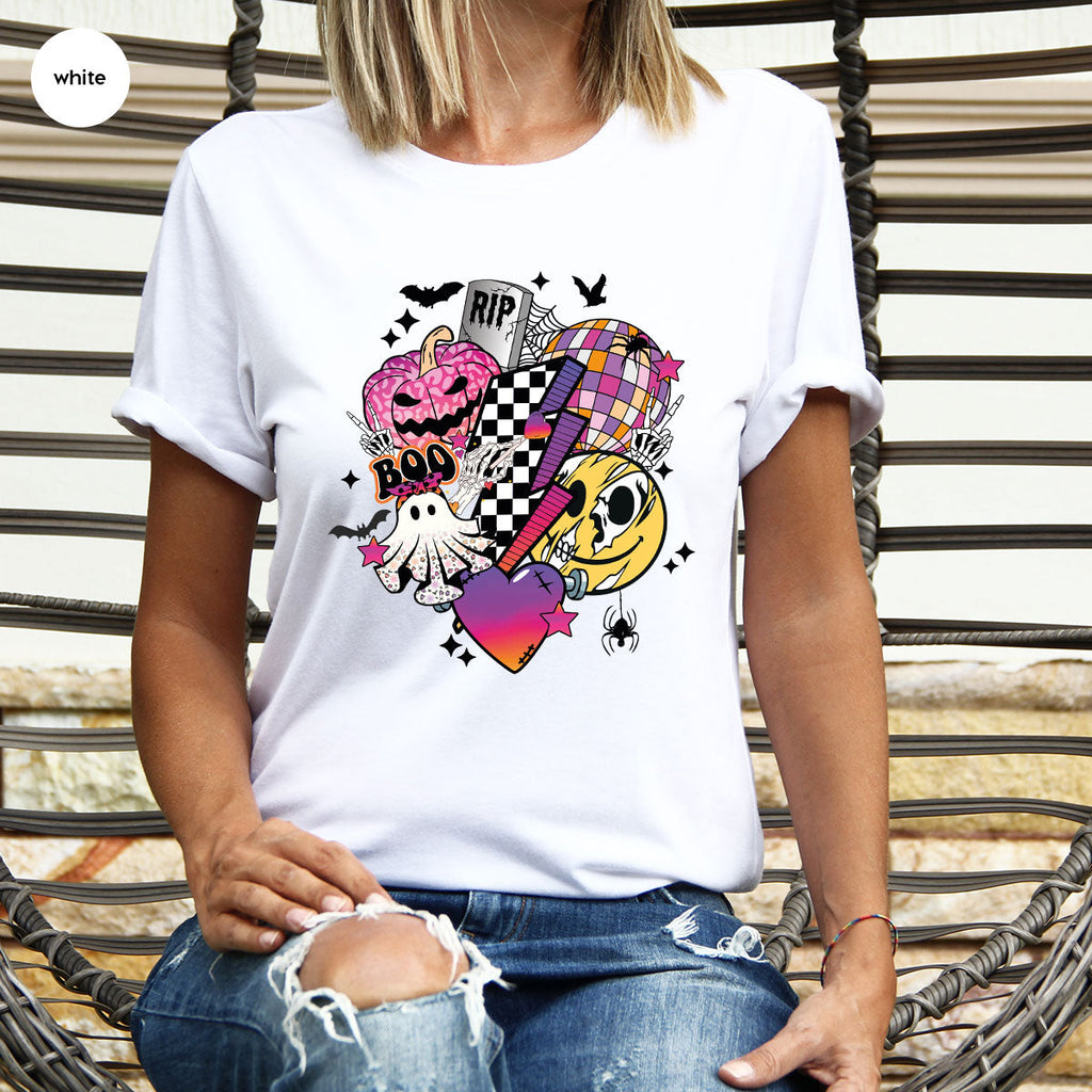 Retro Halloween Shirt, Spooky Pumpkin Cool Checkered Outfit product image 136
