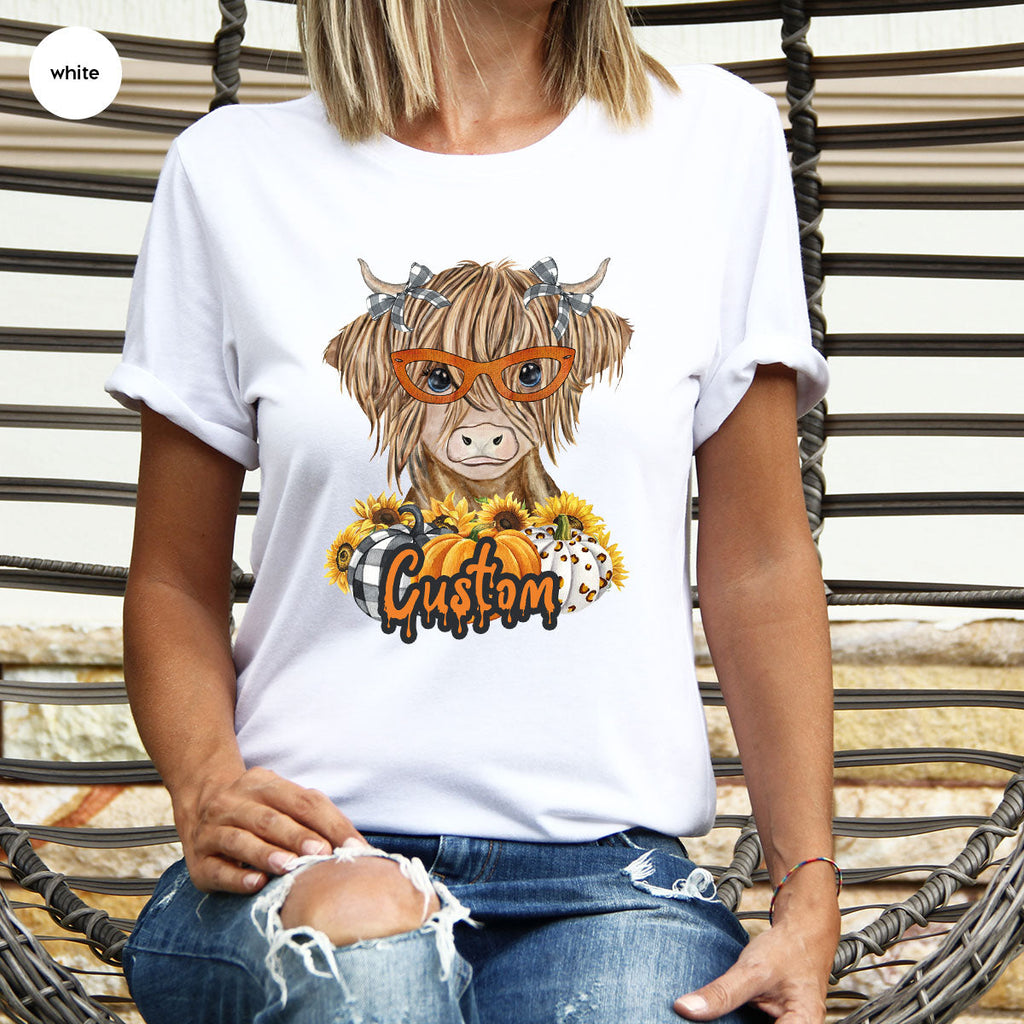 Custom Cow Shirt, Fall Graphic Tees, Personalized Farmer product image 136