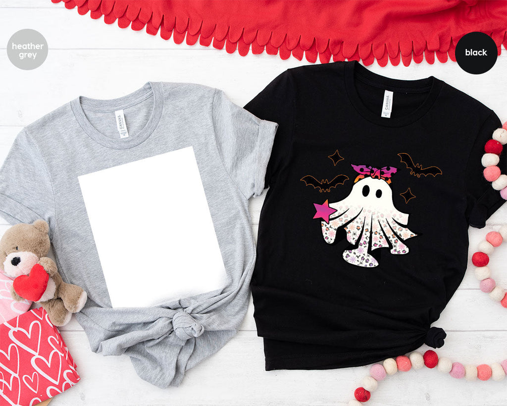 Spooky Season Outfit, Ghost Graphic Tee, Girls Boo Vneck product image 113