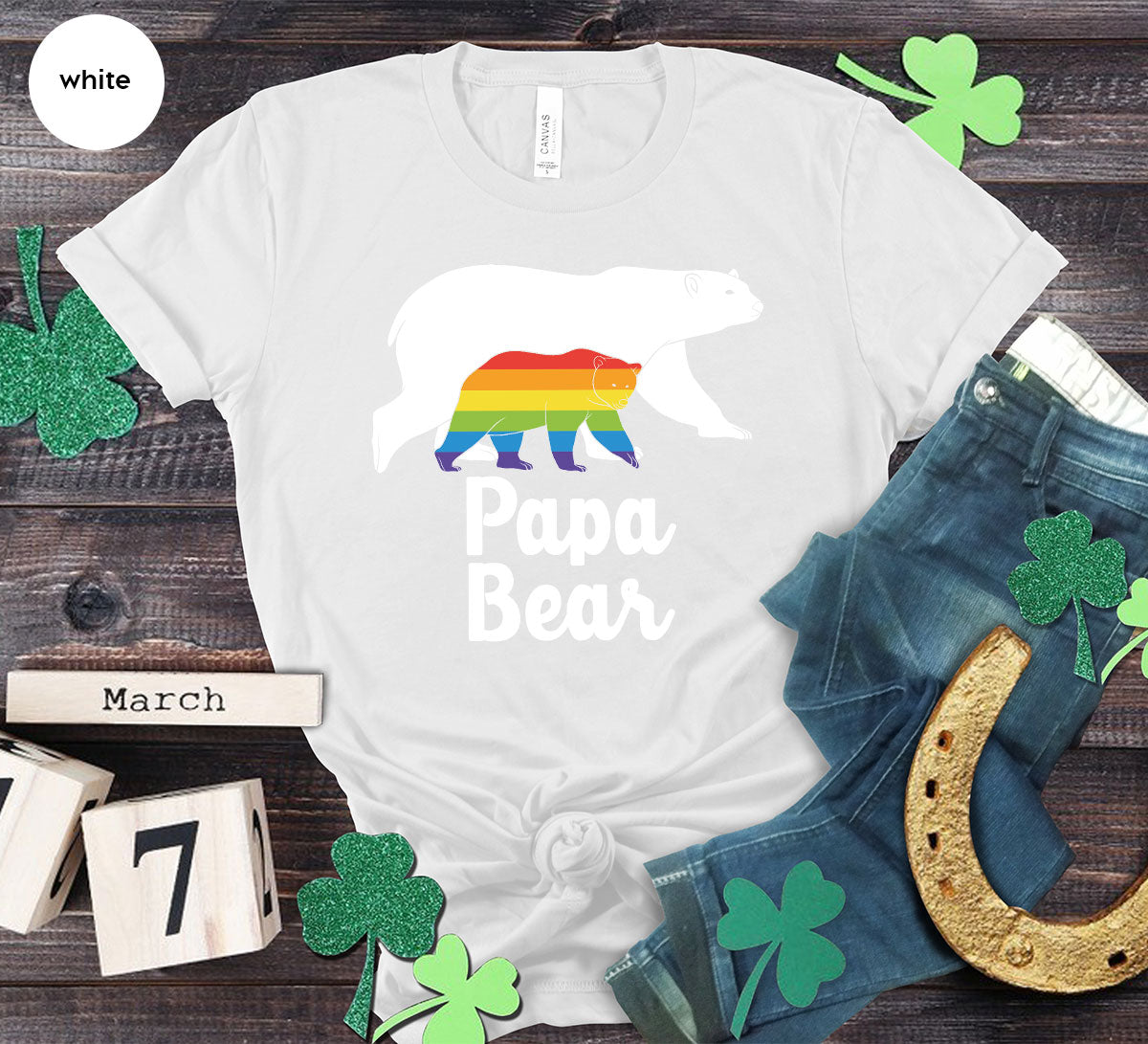 Papa Bear Shirt, T-Shirt, LGBT Rainbow Tee product image 84