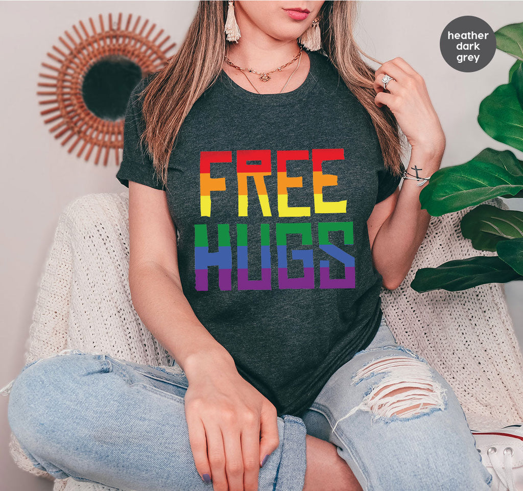 Cute LGBT Shirt, Free Hugs T-Shirt, Lovely Pride for product image 84