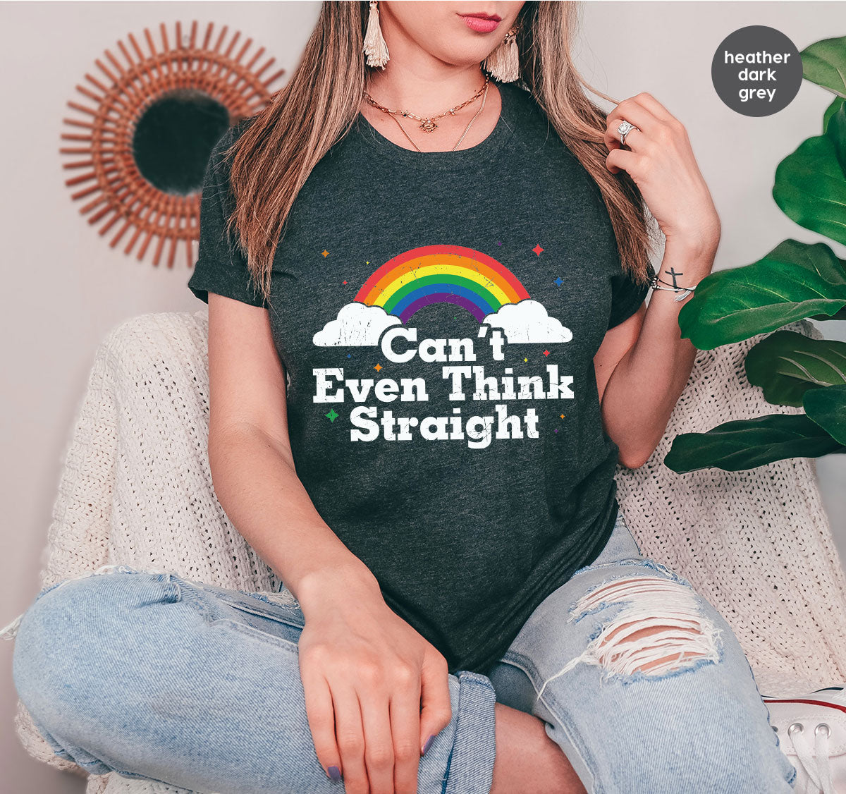 Can I Even Think Straight Shirt, Rainbow T-Shirt, LGBT product image 86