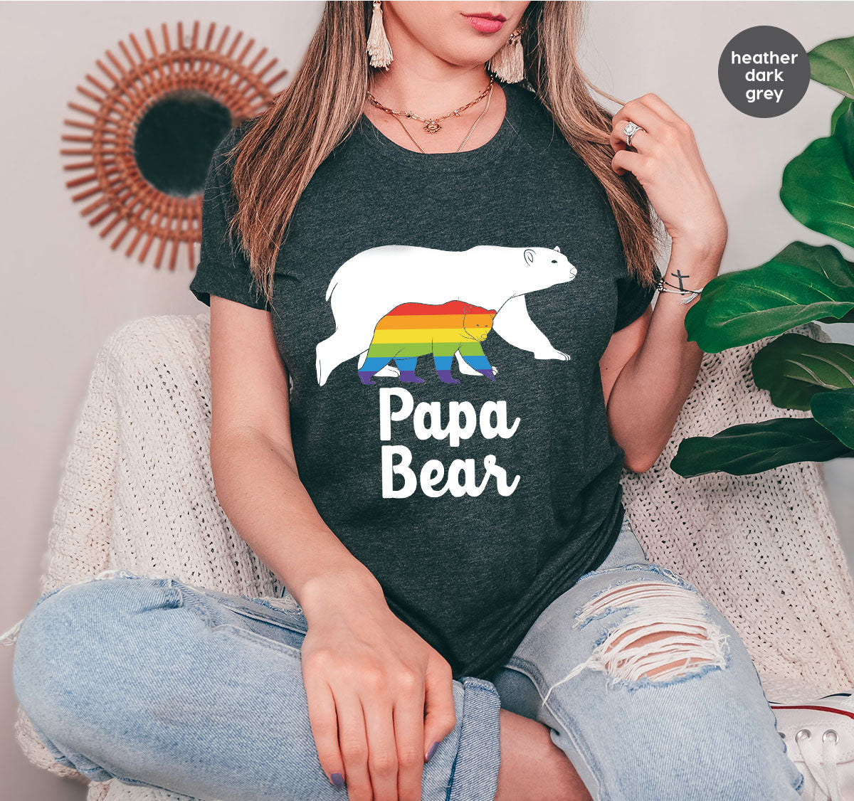 Papa Bear Shirt, T-Shirt, LGBT Rainbow Tee product image 82