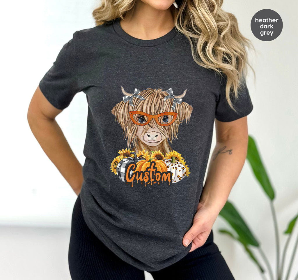 Custom Cow Shirt, Fall Graphic Tees, Personalized Farmer product image 133