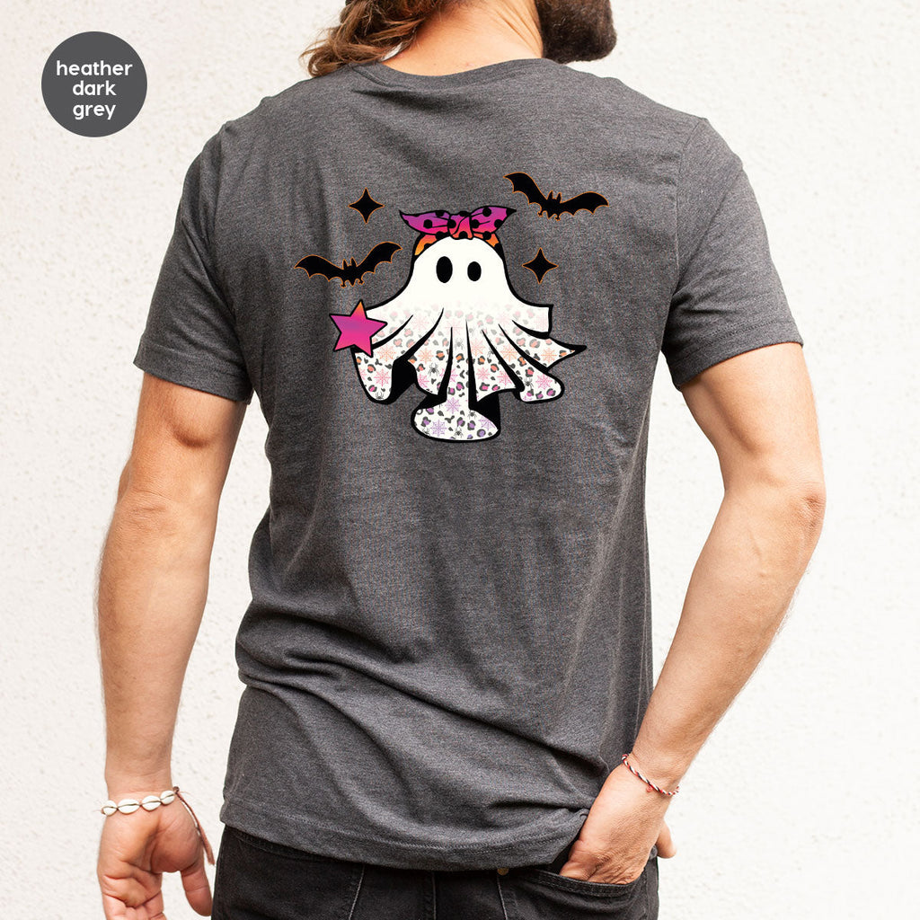 Spooky Season Outfit, Ghost Graphic Tee, Girls Boo Vneck product image 115