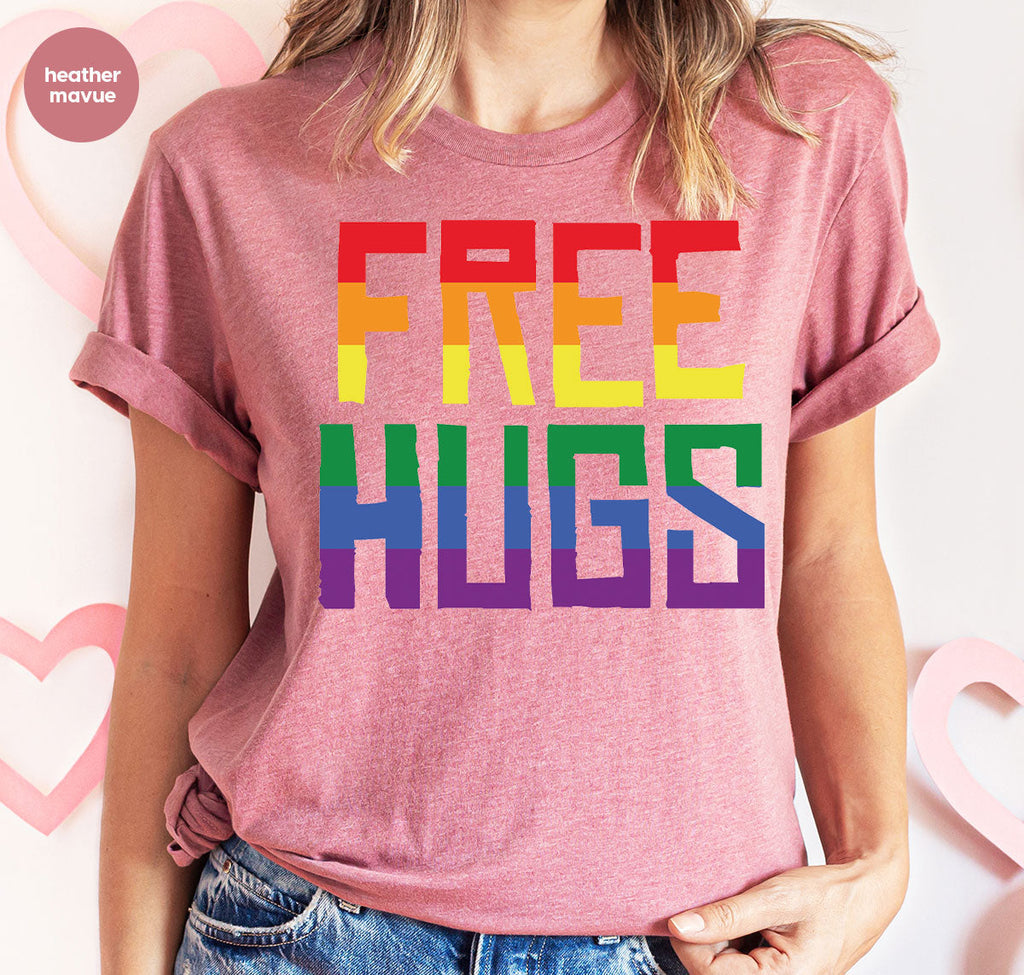 Cute LGBT Shirt, Free Hugs T-Shirt, Lovely Pride for product image 73
