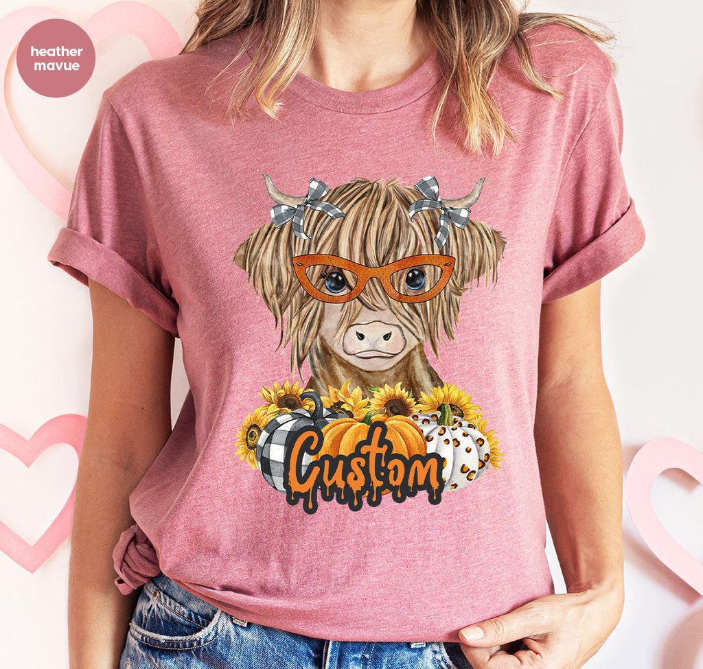 Custom Cow Shirt, Fall Graphic Tees, Personalized Farmer product image 122