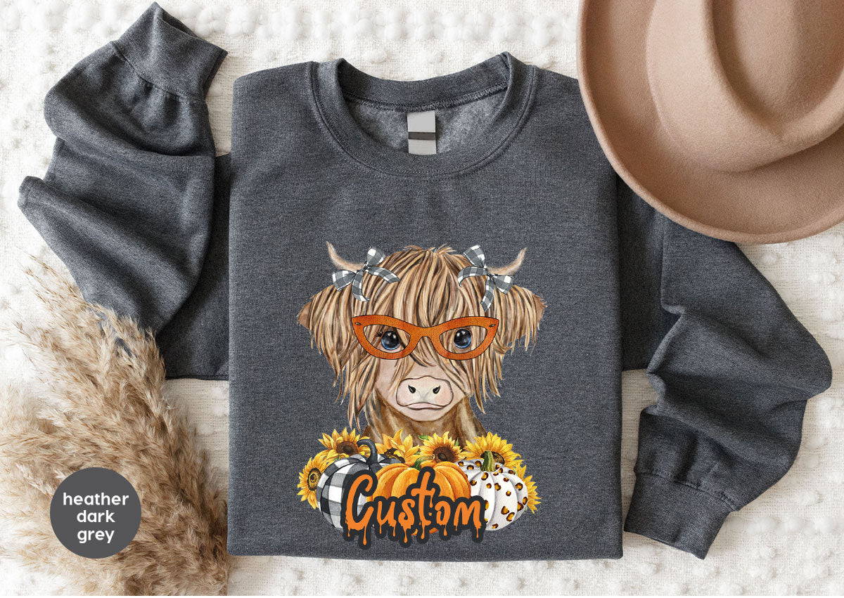 Custom Cow Shirt, Fall Graphic Tees, Personalized Farmer product image 131
