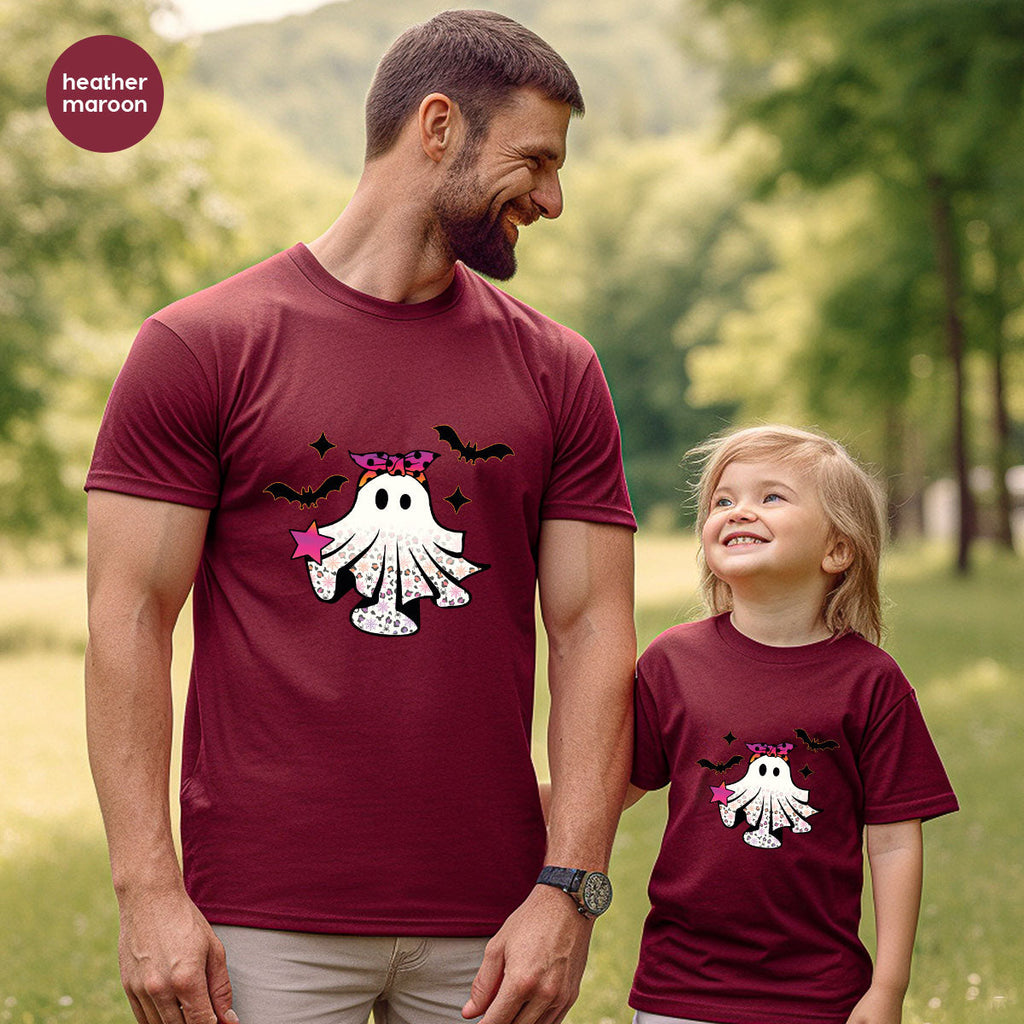 Spooky Season Outfit, Ghost Graphic Tee, Girls Boo Vneck product image 140