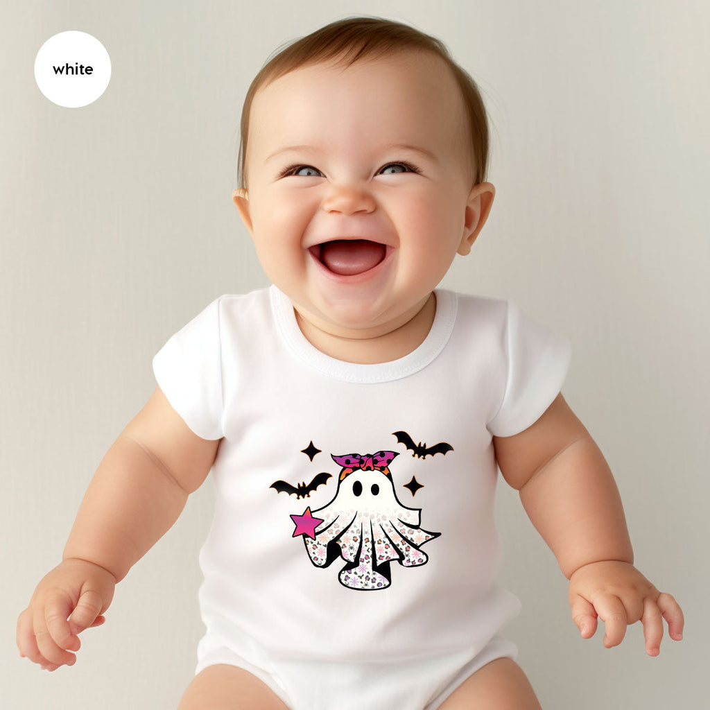 Spooky Season Outfit, Ghost Graphic Tee, Girls Boo Vneck product image 142