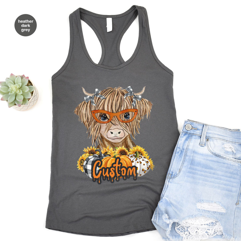 Custom Cow Shirt, Fall Graphic Tees, Personalized Farmer product image 143