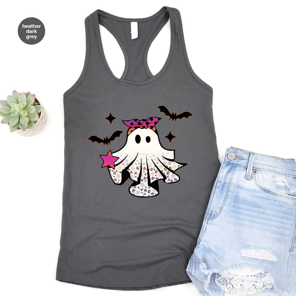 Spooky Season Outfit, Ghost Graphic Tee, Girls Boo Vneck product image 143