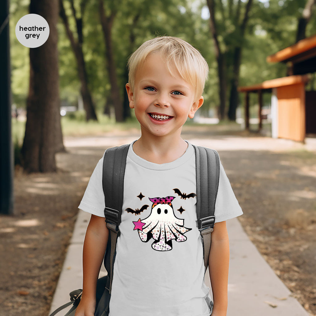 Spooky Season Outfit, Ghost Graphic Tee, Girls Boo Vneck product image 144