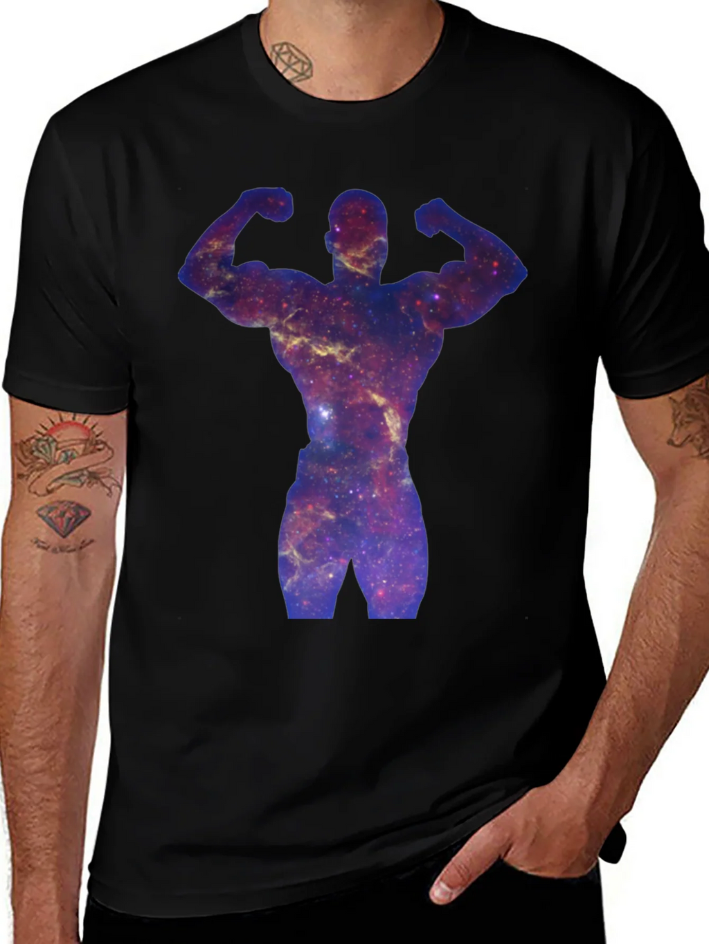 Galaxy Bodybuilder Black T-Shirt product image 1