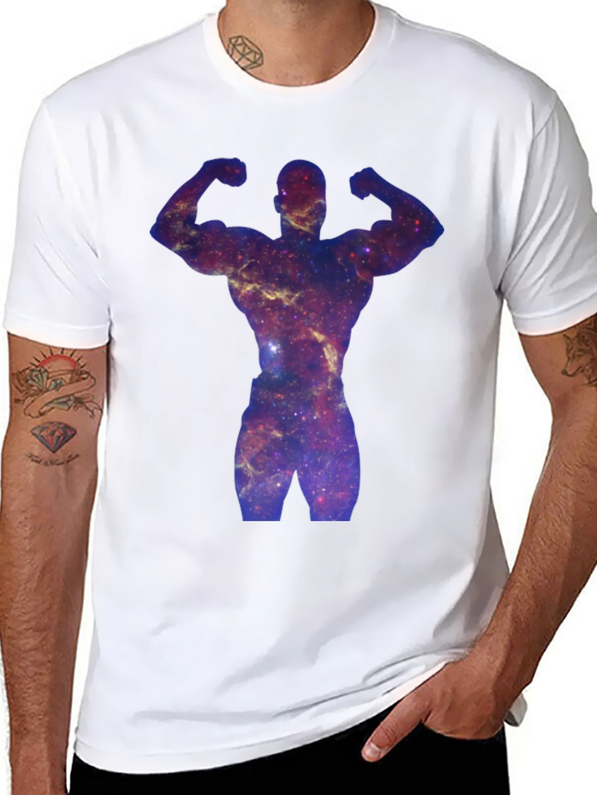 Galaxy Bodybuilder Black T-Shirt product image 4