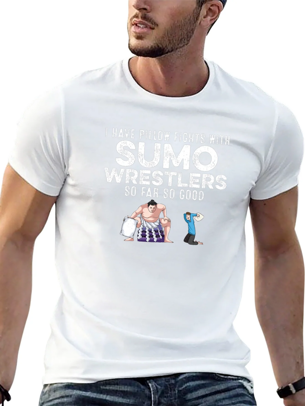 Sumo Wrestler Pillow Fight Graphic Tee