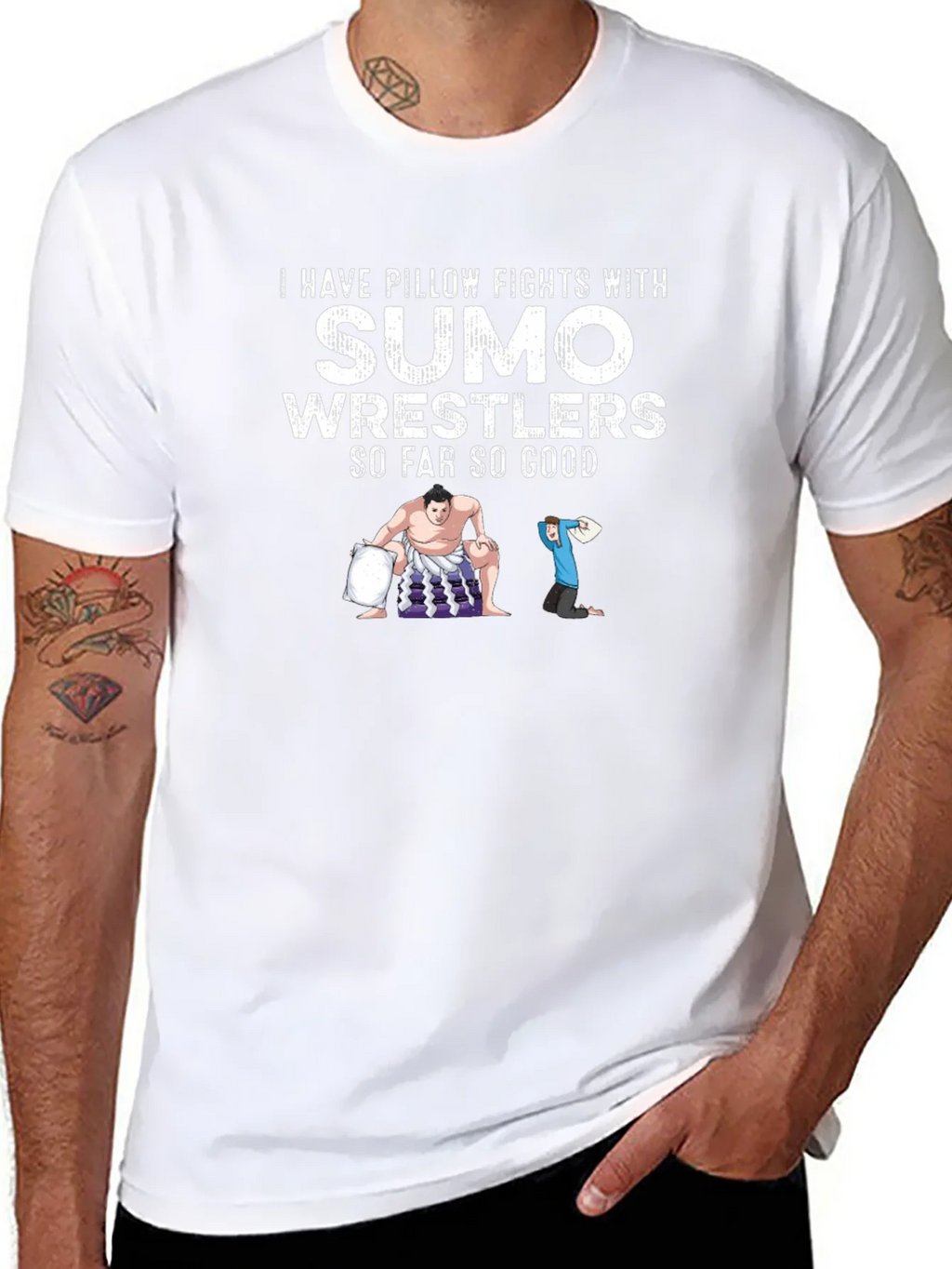 Sumo Wrestler Pillow Fight Graphic Tee