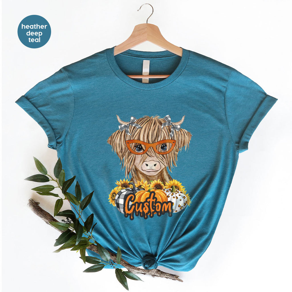 Custom Cow Shirt, Fall Graphic Tees, Personalized Farmer product image 151
