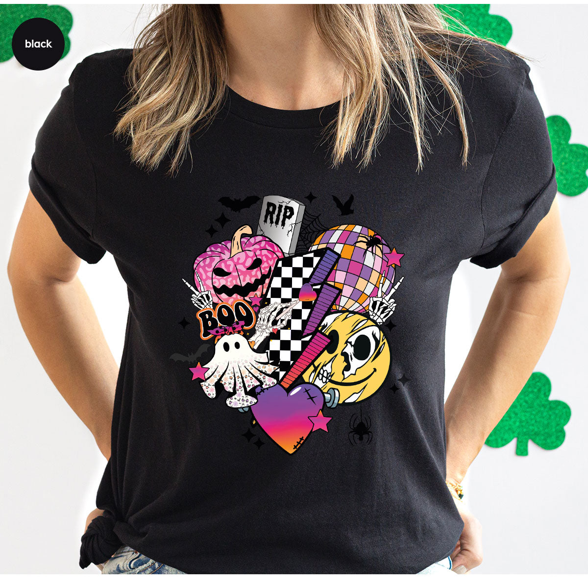 Retro Halloween Shirt, Spooky Pumpkin Cool Checkered Outfit product image 145