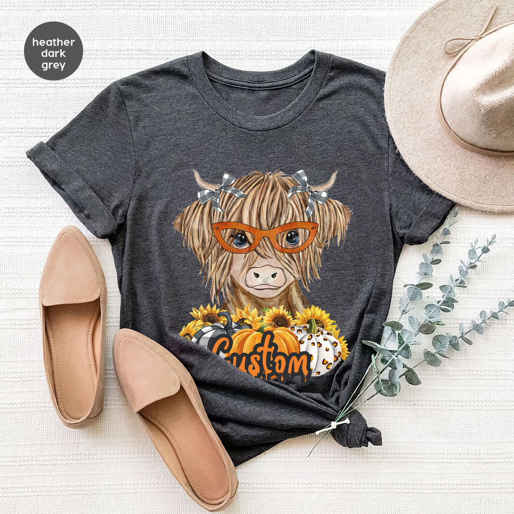 Custom Cow Shirt, Fall Graphic Tees, Personalized Farmer product image 149