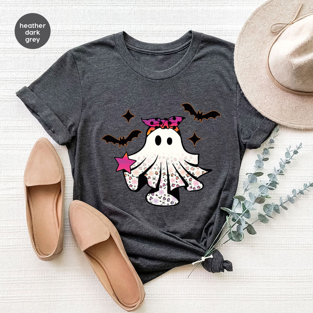 Spooky Season Outfit, Ghost Graphic Tee, Girls Boo Vneck product image 149