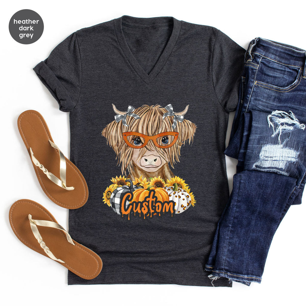 Custom Cow Shirt, Fall Graphic Tees, Personalized Farmer product image 150