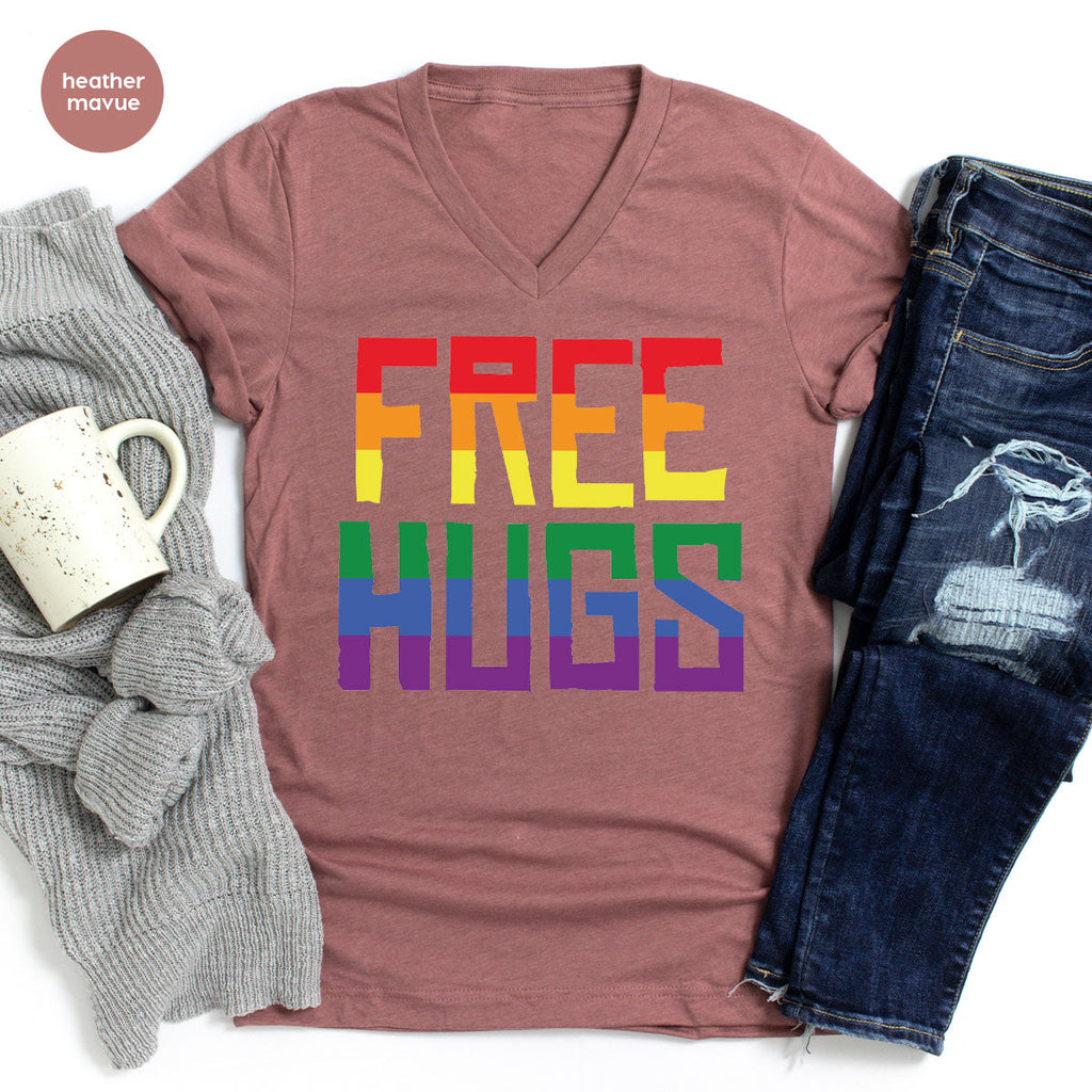 Cute LGBT Shirt, Free Hugs T-Shirt, Lovely Pride for product image 104