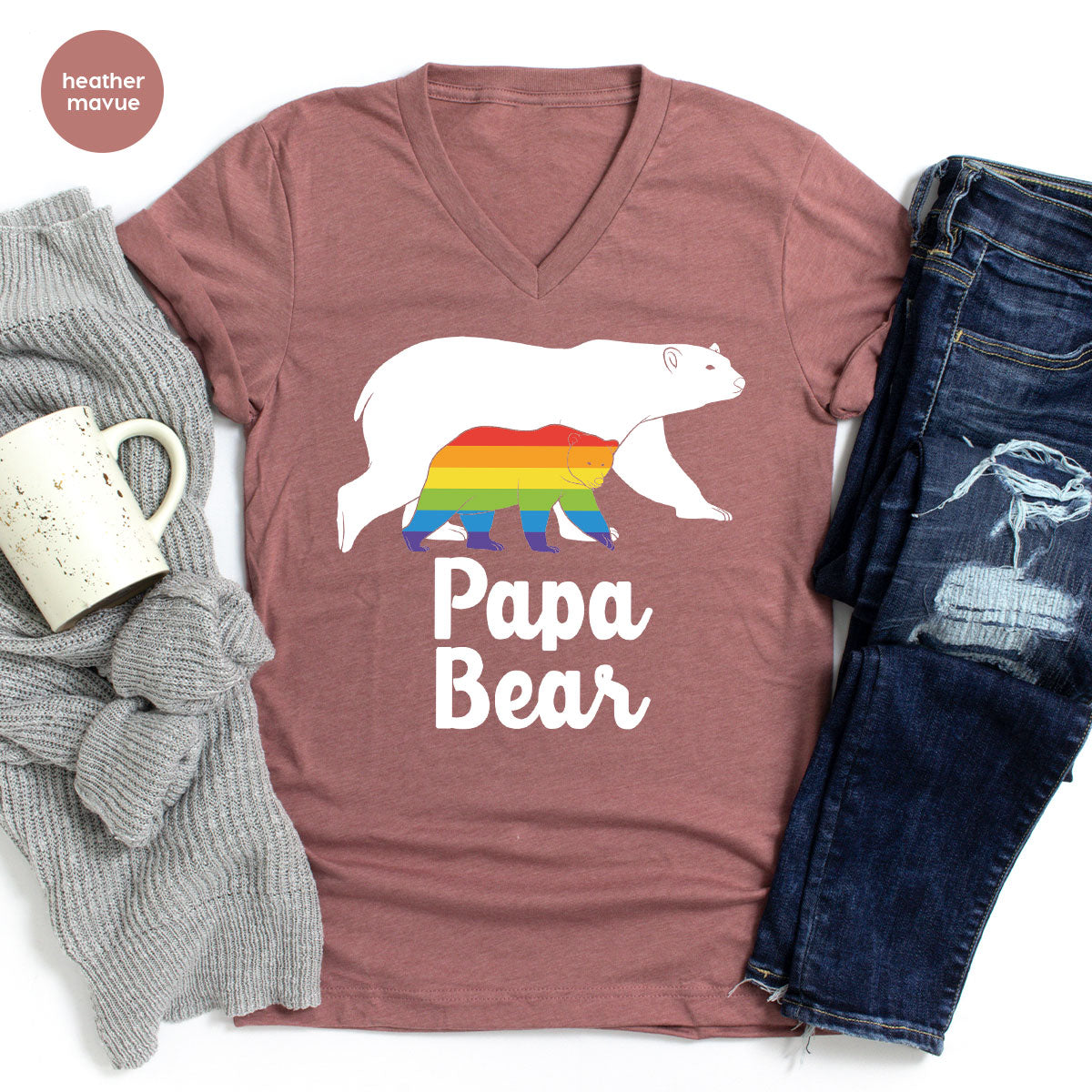 Papa Bear Shirt, T-Shirt, LGBT Rainbow Tee product image 102