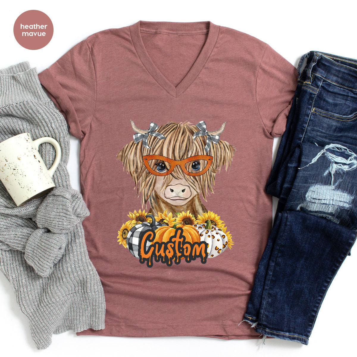Custom Cow Shirt, Fall Graphic Tees, Personalized Farmer product image 160
